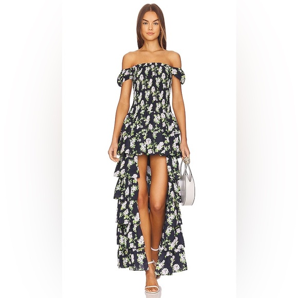 REVOLVE Dresses Revolve Caroline Constas Malta Highlow Gown In Navy